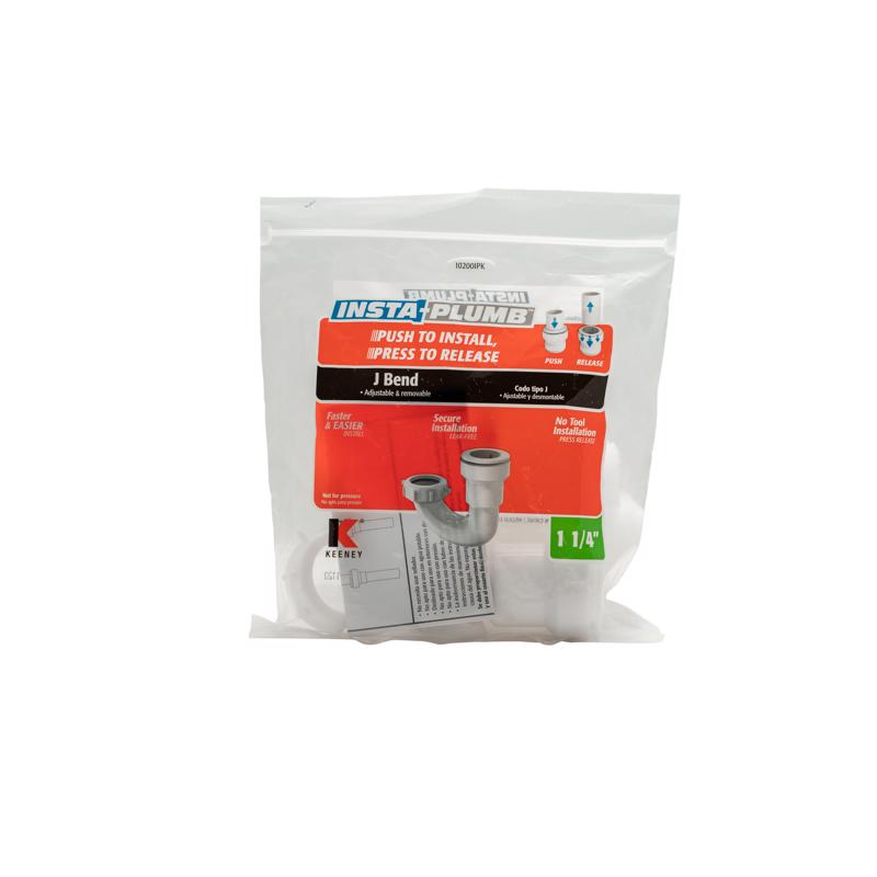 keeney insta plumb 1-1/4 in. D Plastic J-Bend
