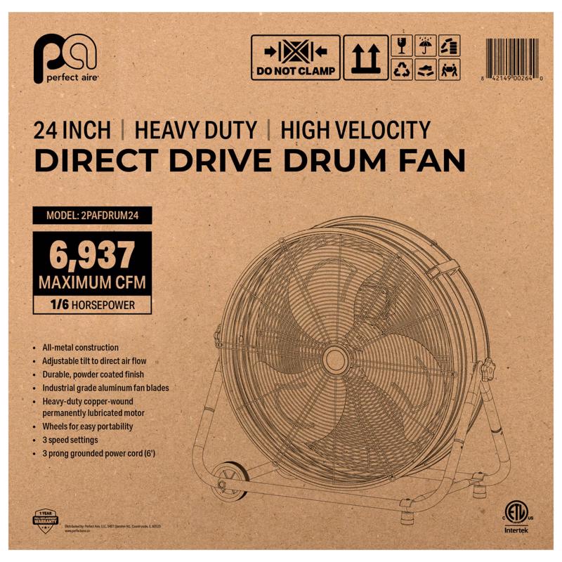 Perfect Aire 29.75 in. H X 24 in. D Drum Fan