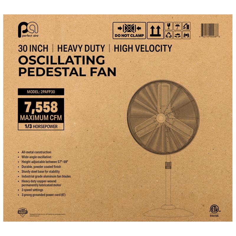 Perfect Aire 44.25 in. H X 30 in. D Oscillating Pedestal Fan