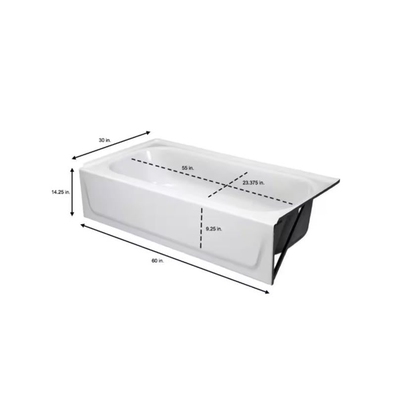 Bootz 14.25 in. H X 30 in. W X 60 in. L White Bathtub
