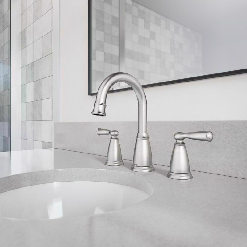 Moen Banbury Brushed Nickel Traditional Two-Handle Bathroom Sink Faucet 8-16 in.