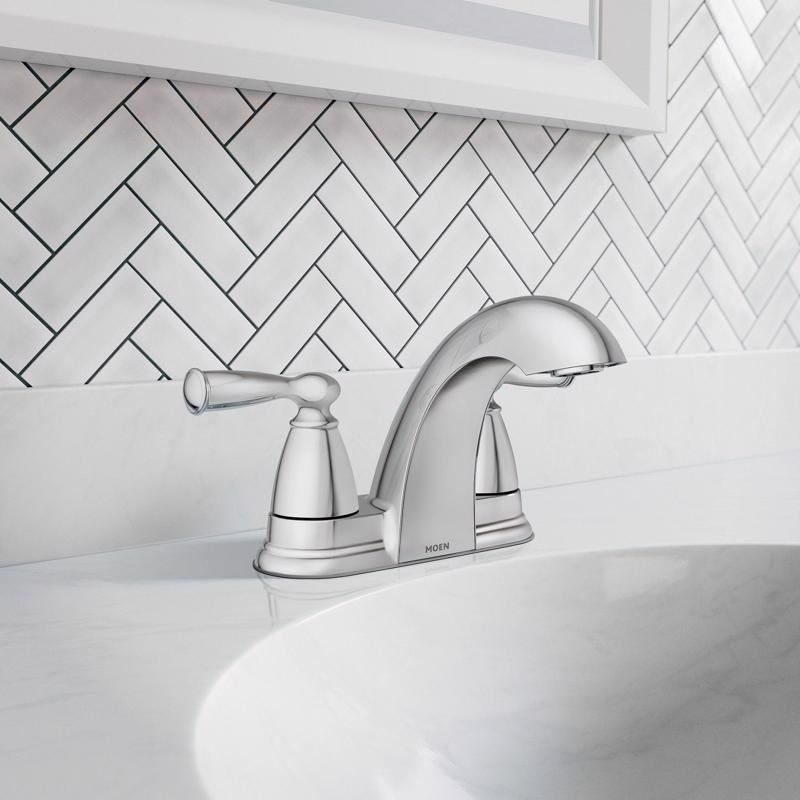 Moen Banbury 2 Chrome Traditional Centerset Bathroom Sink Faucet 4 in.