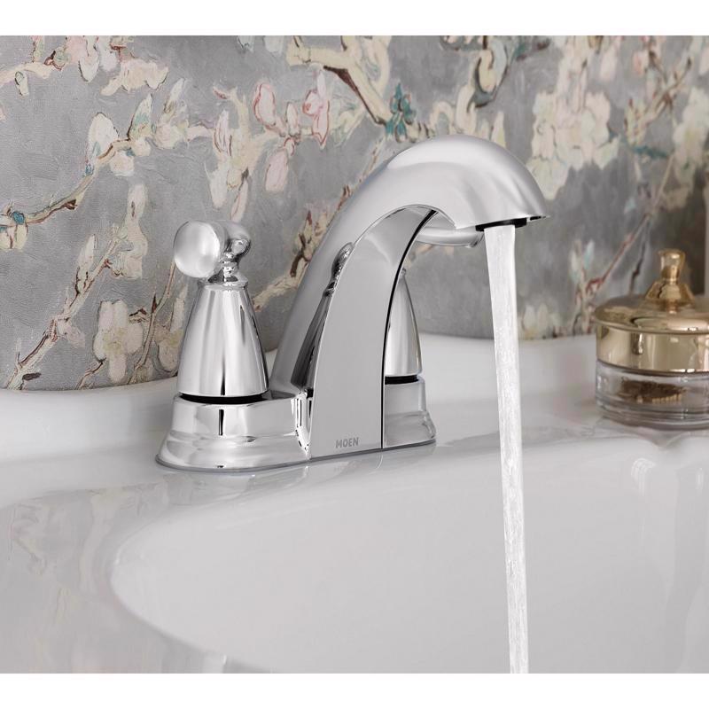 Moen Banbury 2 Chrome Traditional Centerset Bathroom Sink Faucet 4 in.