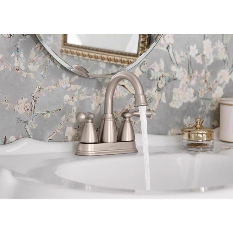 Moen Banbury Brushed Nickel Traditional Centerset Bathroom Sink Faucet 4 in.