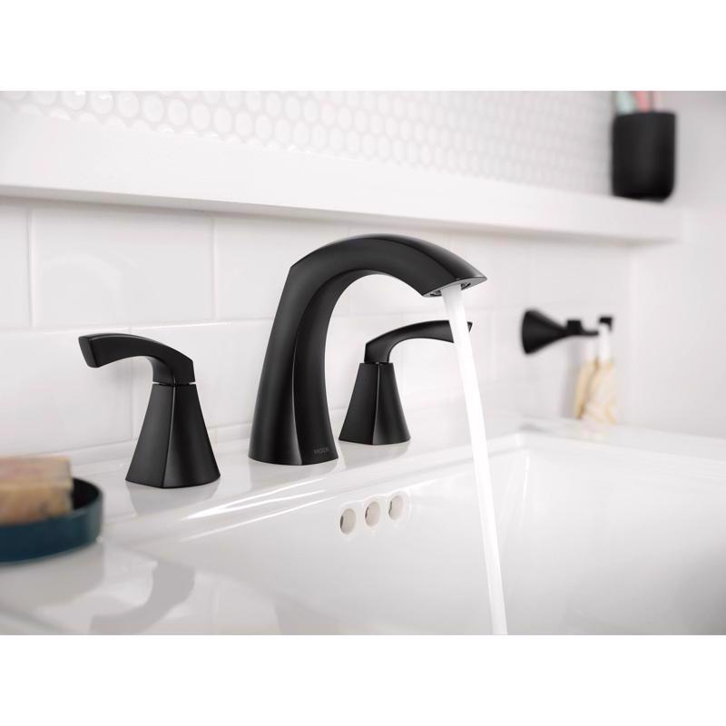 Moen Lindor Matte Black Modern Bathroom Faucet 8-16 in.