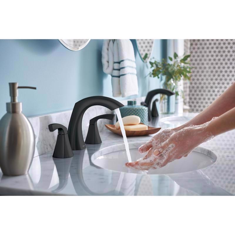 Moen Lindor Matte Black Modern Bathroom Faucet 8-16 in.
