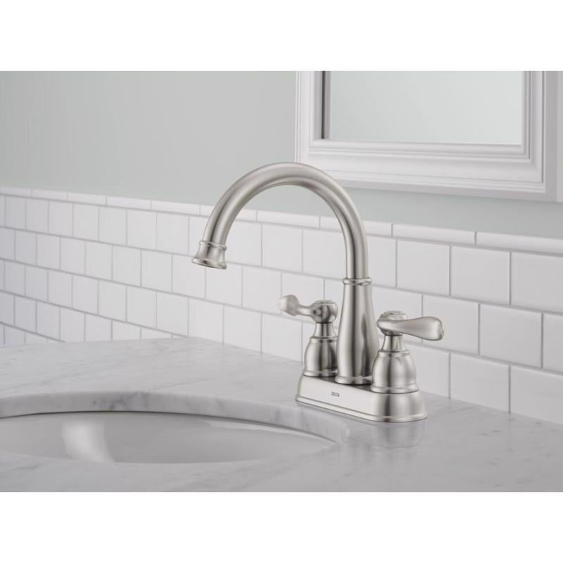 Delta Windemere Brushed Nickel Traditional Centerset Bathroom Sink Faucet 4 in.