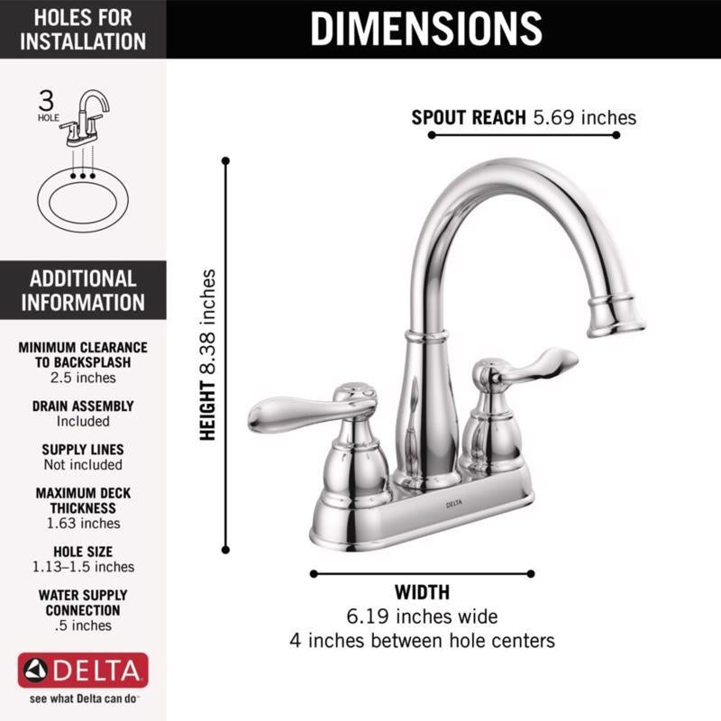 Delta Windemere Chrome Traditional Centerset Bathroom Sink Faucet 4 in.