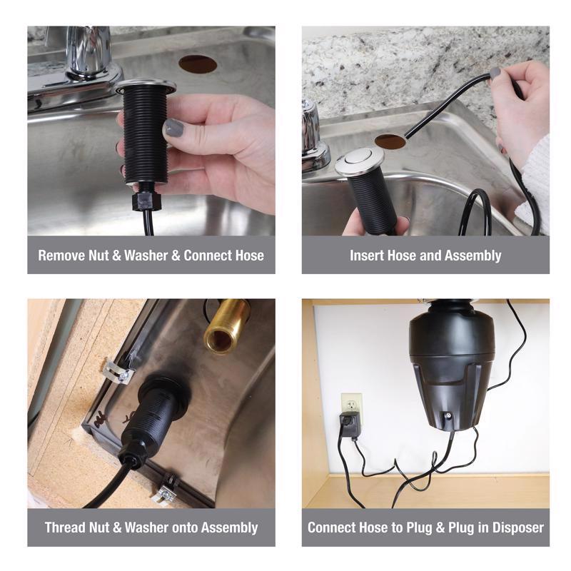 Danco Garbage Disposal Sink Top Switch Matte Black Plastic