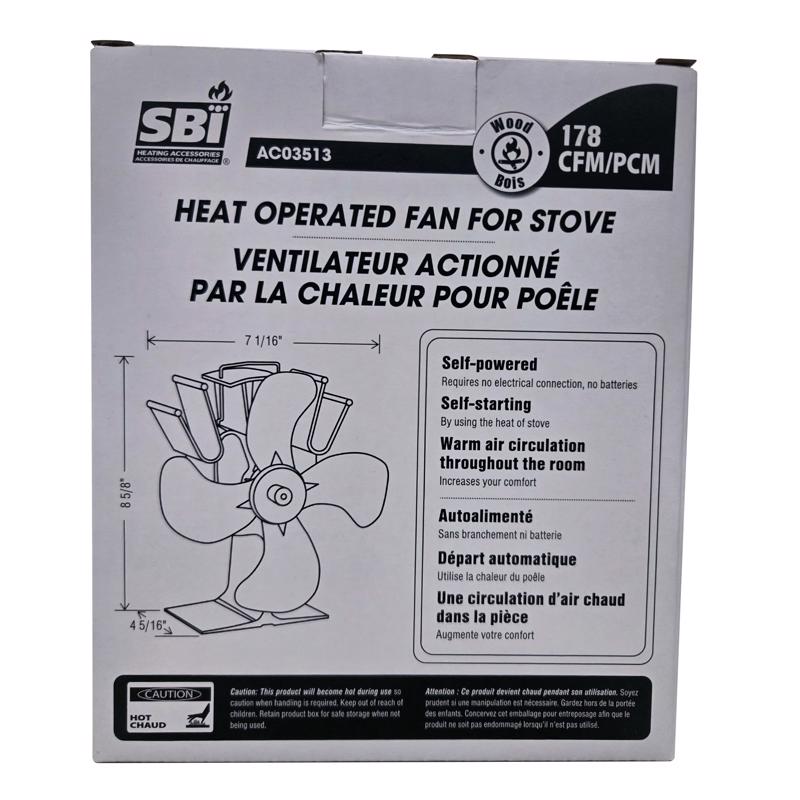 SBI Heating Accessories 178CFM Steel Heat Powered Stove Fan