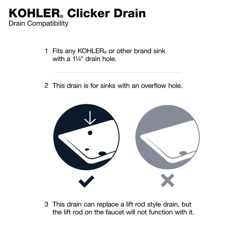 Kohler 1-1/4 in. D Polished Chrome Plastic Pop-Up Drain