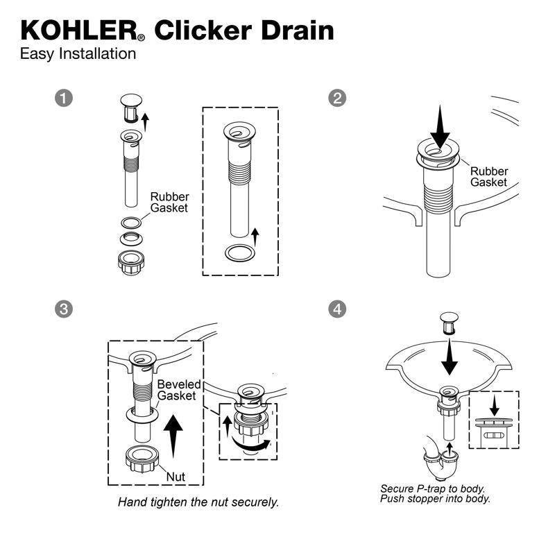 Kohler 1-1/4 in. D Polished Chrome Plastic Pop-Up Drain