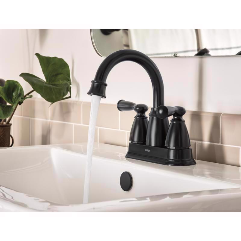 Moen Banbury Matte Black Traditional Centerset Bathroom Sink Faucet 4 in.