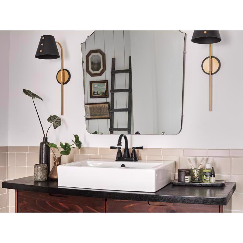 Moen Banbury Matte Black Traditional Centerset Bathroom Sink Faucet 4 in.