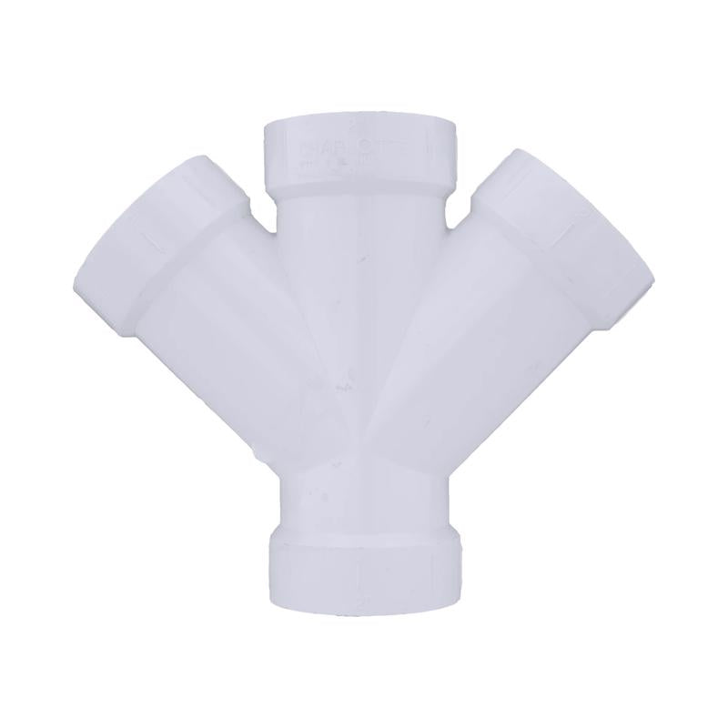 Charlotte Pipe Schedule 40 2 in. Hub X 2 in. D Hub PVC Double Wye