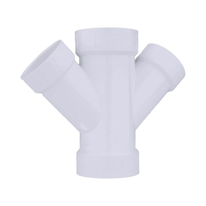 Charlotte Pipe Schedule 40 2 in. Hub X 2 in. D Hub PVC Double Wye