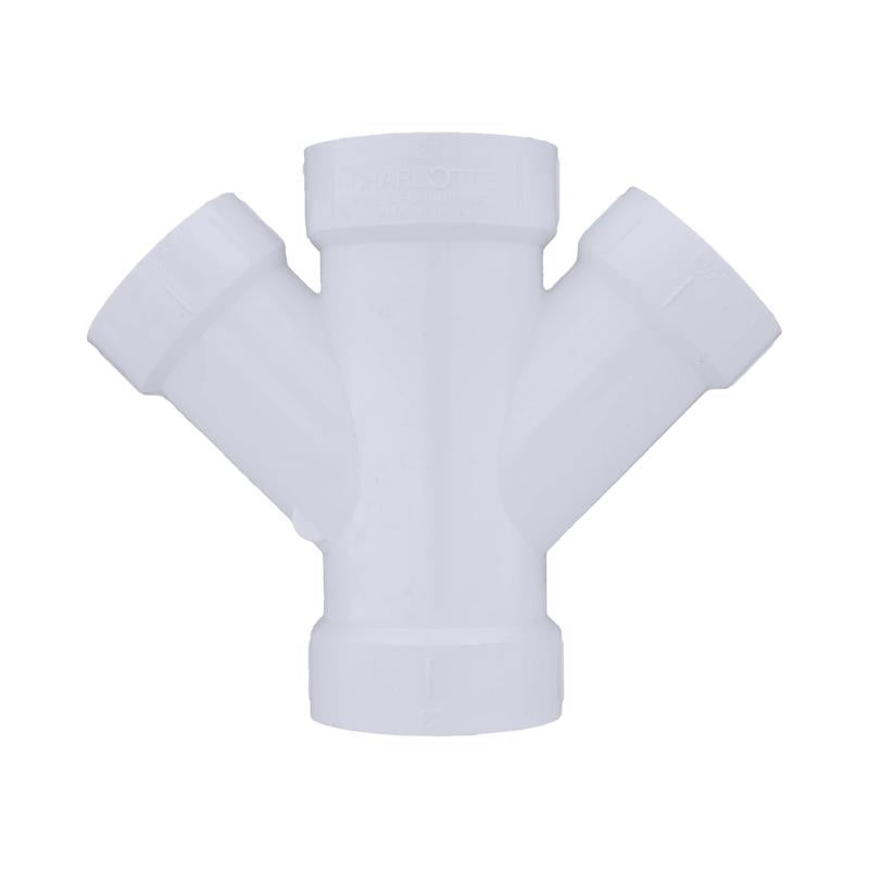 Charlotte Pipe Schedule 40 2 in. Hub X 2 in. D Hub PVC Double Wye