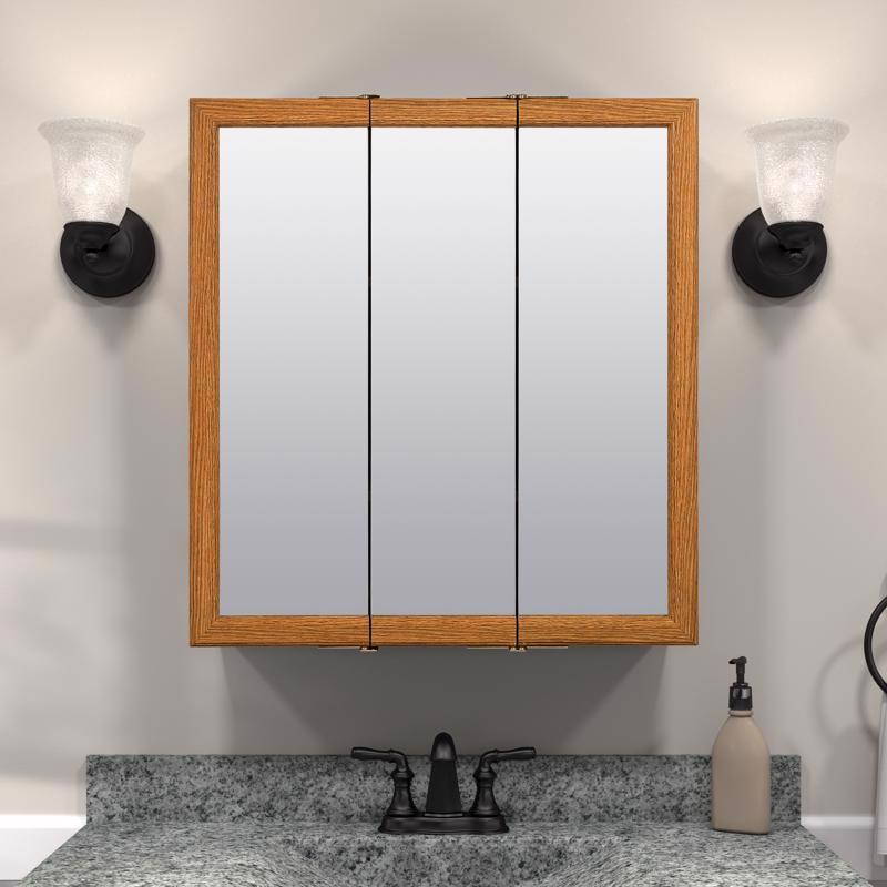 Zenna Home 26 in. H X 24 in. W X 4.5 in. D Rectangle Tri-View Medicine Cabinet