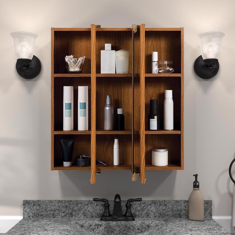 Zenna Home 26 in. H X 24 in. W X 4.5 in. D Rectangle Tri-View Medicine Cabinet