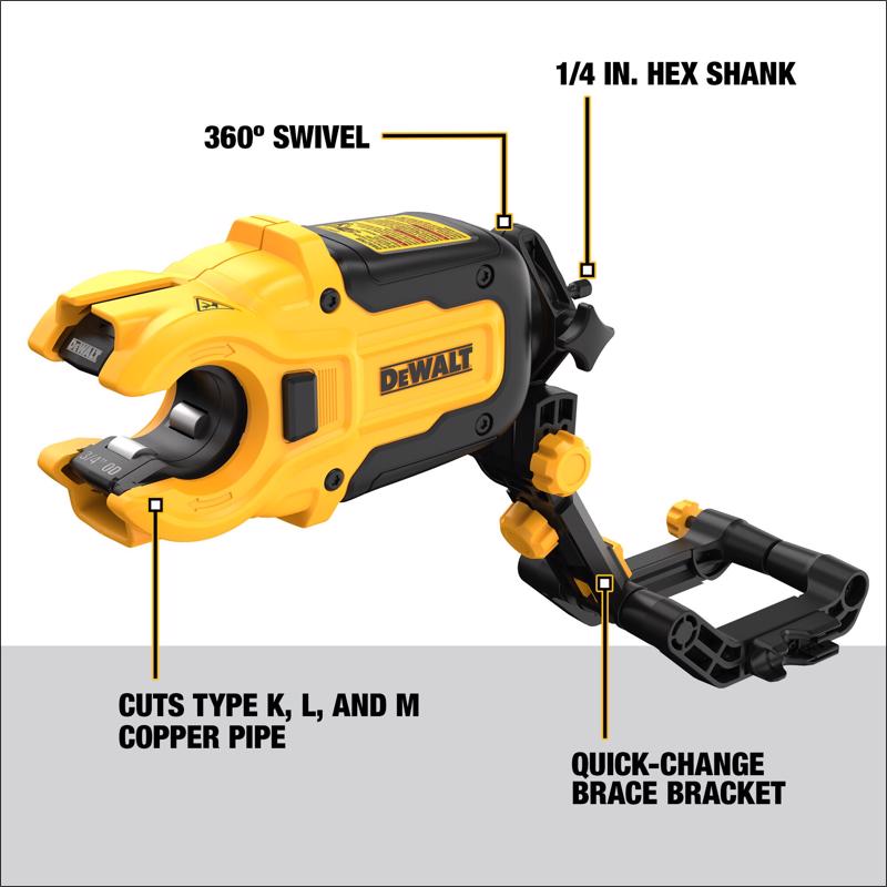 DeWalt Impact Connect 1 in. Copper Pipe Cutter Black/Yellow