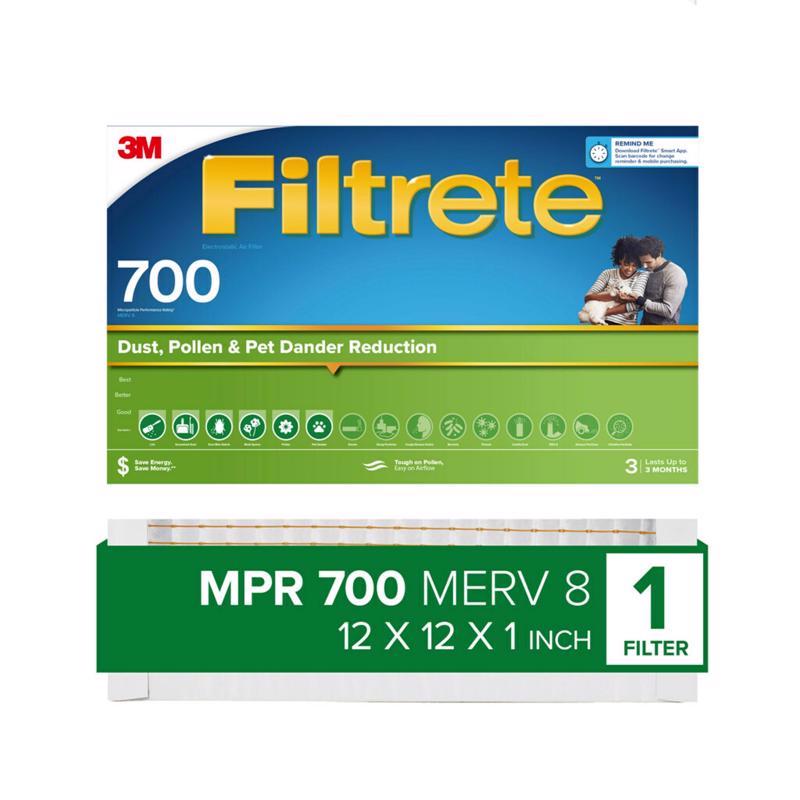 Filtrete 12 in. W X 12 in. H X 1 in. Polypropylene 700 MPR Pleated Air Filter