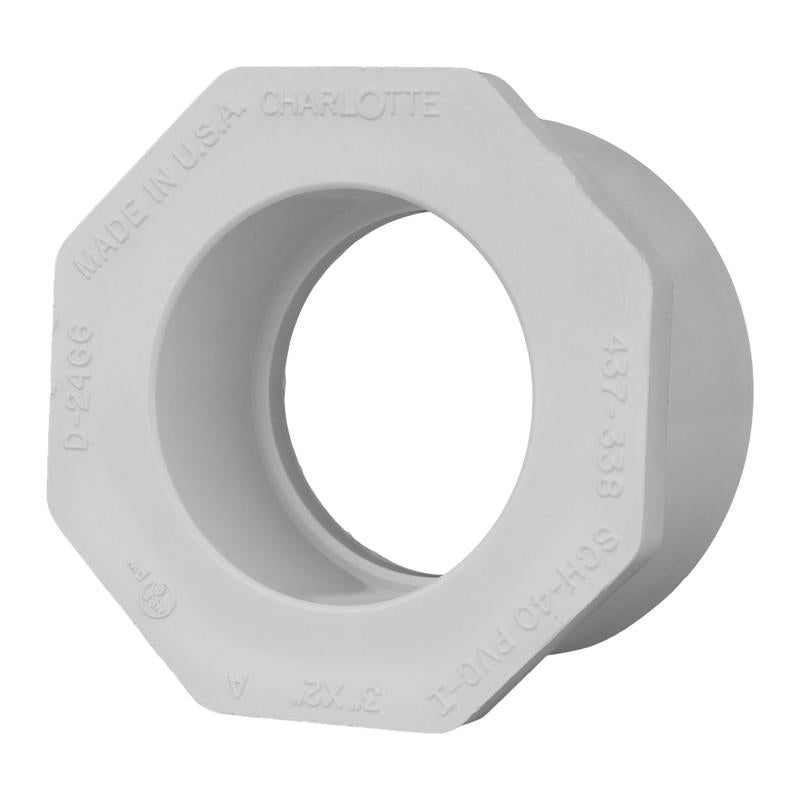Charlotte Pipe Schedule 40 3 in. Spigot X 2 in. D Slip PVC Reducing Bushing