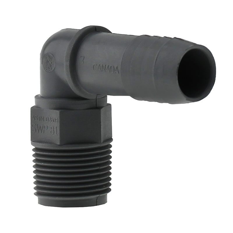 Boshart Industries 3/4 in. Insert in. X 3/4 in. D MPT Polypropylene 90 Degree Elbow