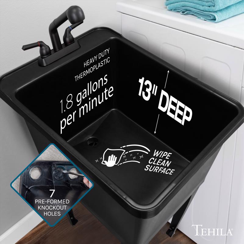 Tehila 17.75 in. W X 23.25 in. D Freestanding Thermoplastic Utility Sink