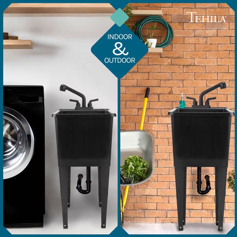 Tehila 17.75 in. W X 23.25 in. D Freestanding Thermoplastic Utility Sink