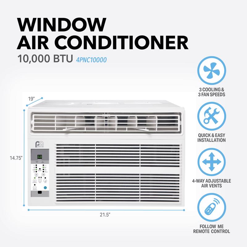Perfect Aire 10000 BTU 115 V Window Air Conditioner w/Remote 400-450 sq ft