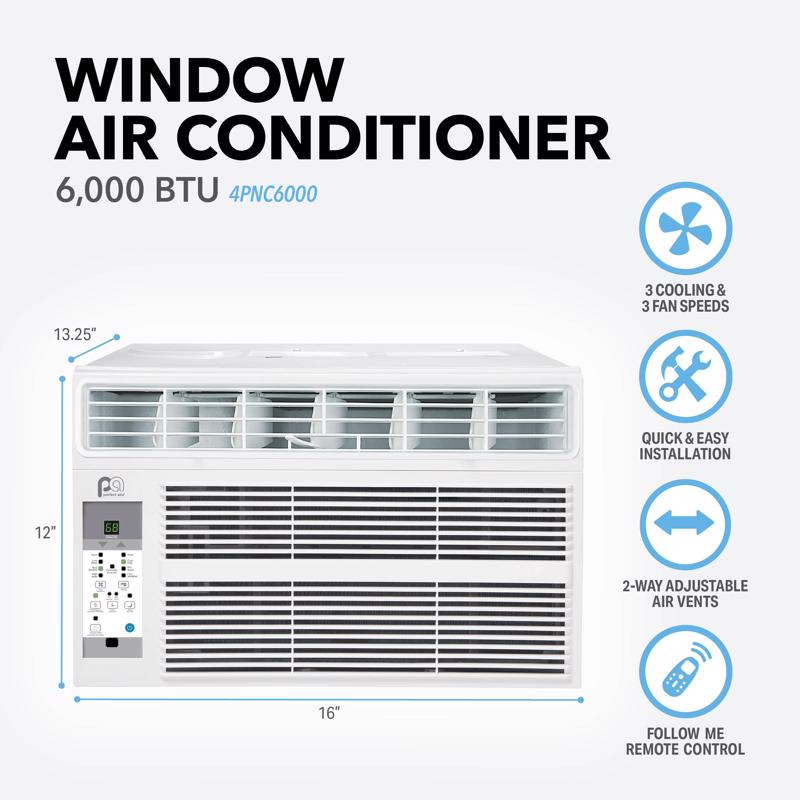 Perfect Aire 6000 BTU 115 V Window Air Conditioner w/Remote 150-250 sq ft