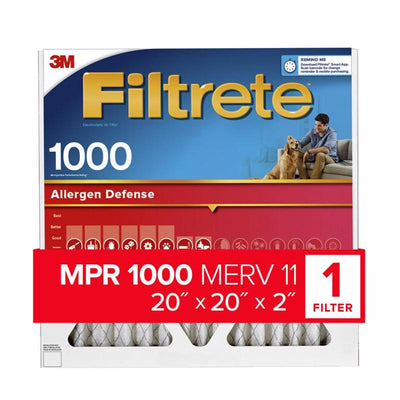 Filtrete 20 in. W X 20 in. H X 2 in. Polypropylene 1000 MPR Pleated Air Filter