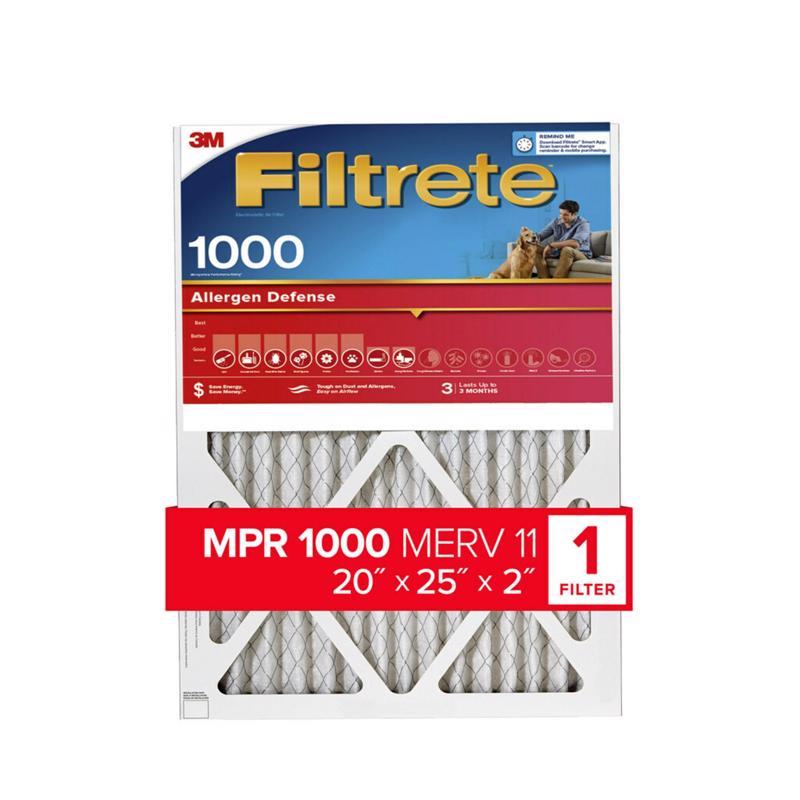 Filtrete 20 in. W X 25 in. H X 2 in. Polypropylene 1550 MPR Pleated Air Filter