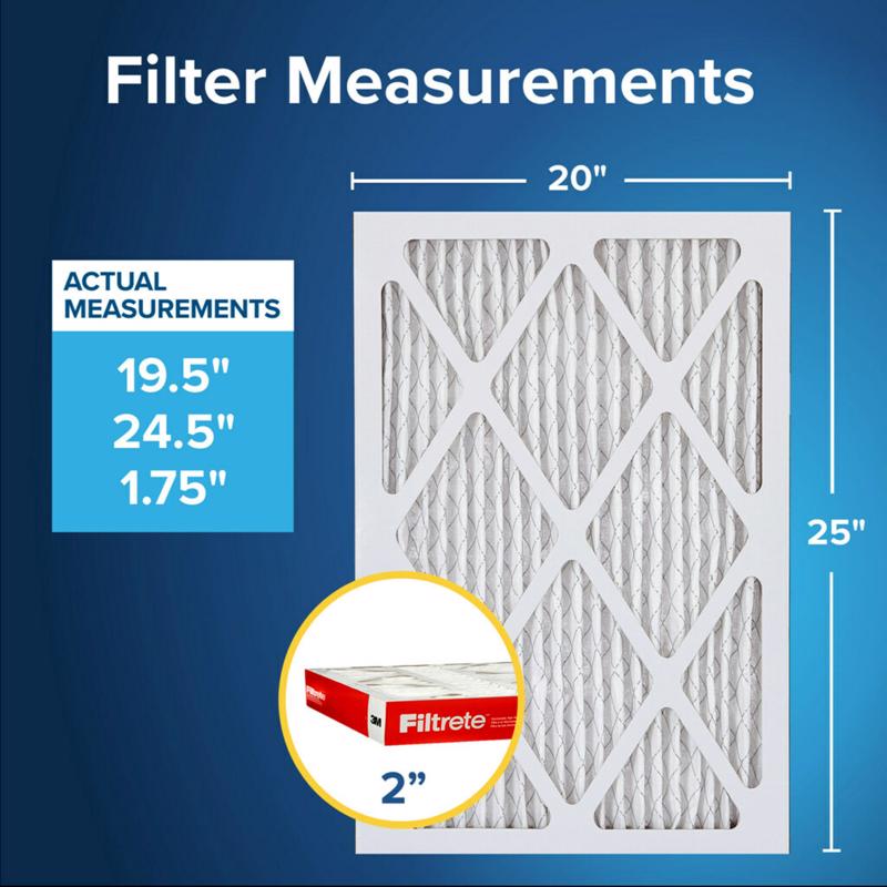 Filtrete 20 in. W X 25 in. H X 2 in. Polypropylene 1550 MPR Pleated Air Filter