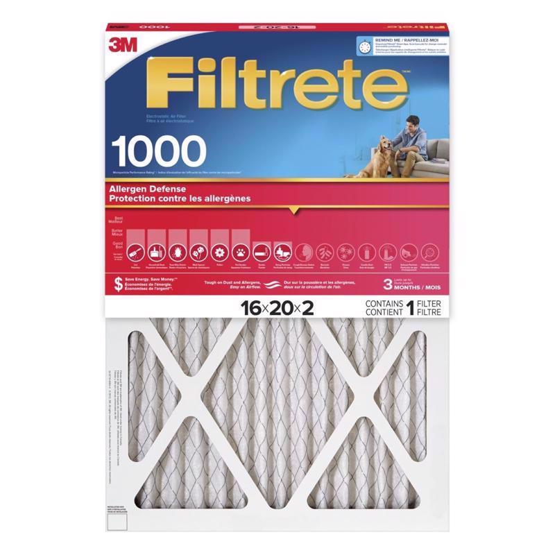 Filtrete 16 in. W X 20 in. H X 2 in. Polypropylene 1000 MPR Pleated Air Filter