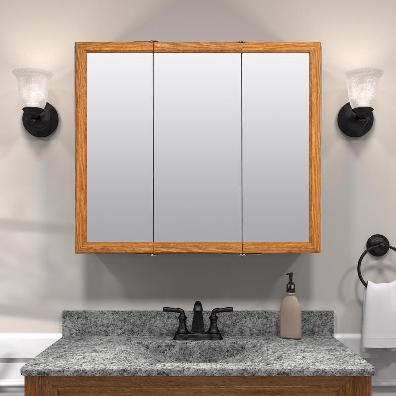 Zenna Home 25.63 in. H X 31.75 in. W X 4.5 in. D Rectangle Tri-View Medicine Cabinet