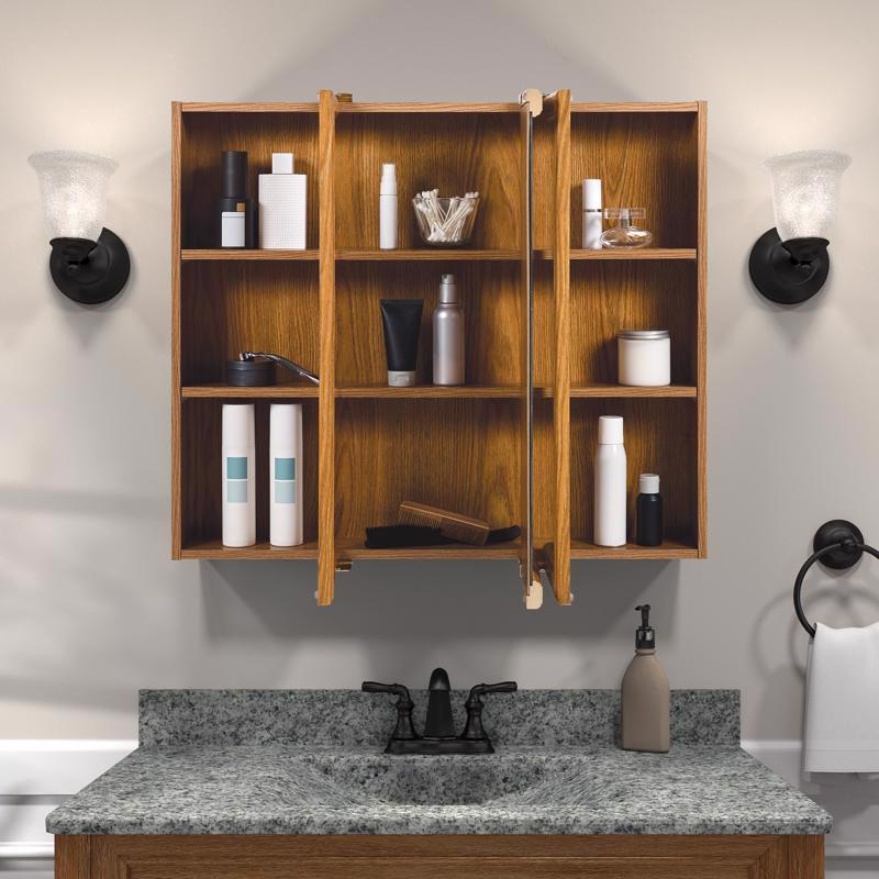 Zenna Home 25.63 in. H X 31.75 in. W X 4.5 in. D Rectangle Tri-View Medicine Cabinet