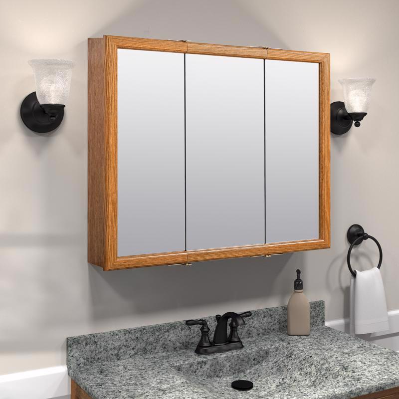 Zenna Home 25.63 in. H X 31.75 in. W X 4.5 in. D Rectangle Tri-View Medicine Cabinet