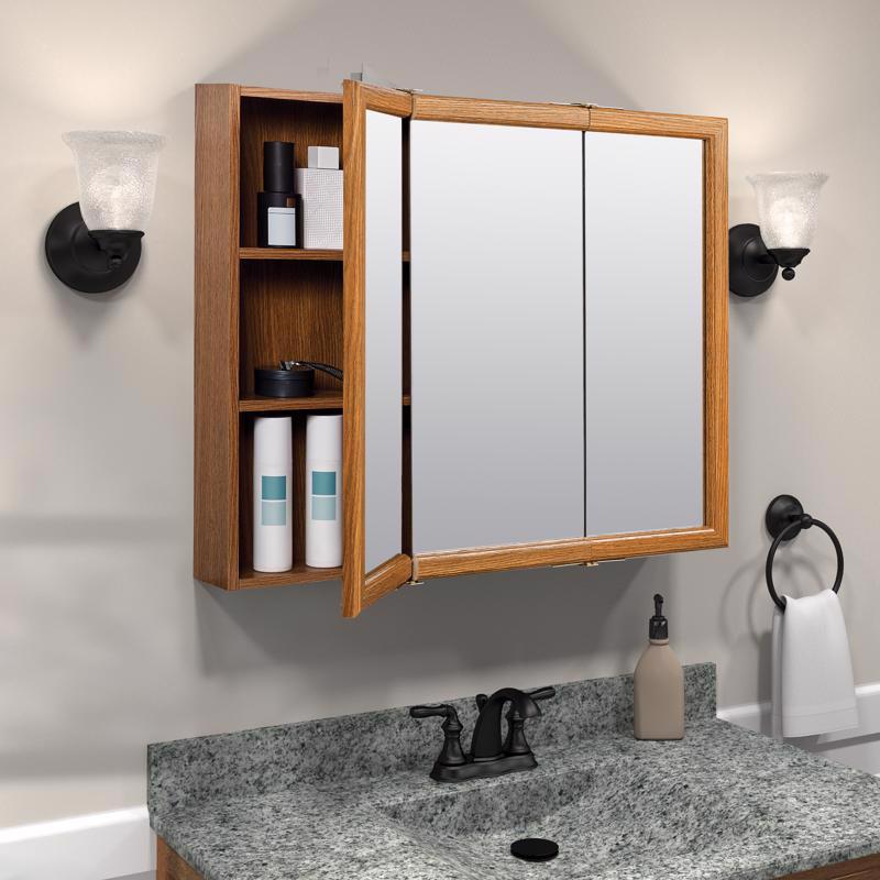 Zenna Home 25.63 in. H X 31.75 in. W X 4.5 in. D Rectangle Tri-View Medicine Cabinet