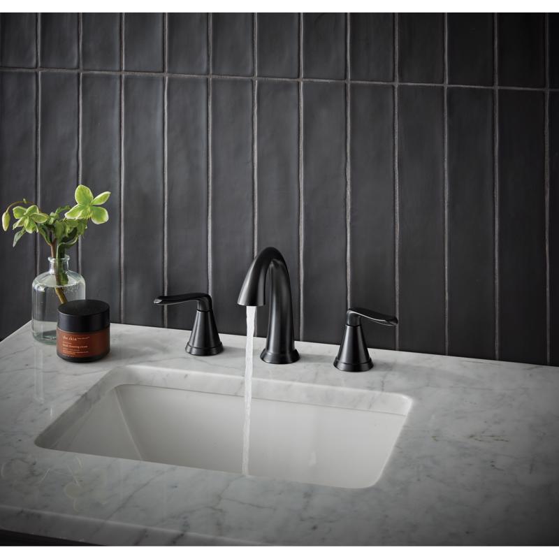 Oakbrook Collection Chloe Matte Black Contemporary Widespread Bathroom Sink Faucet 8 in.