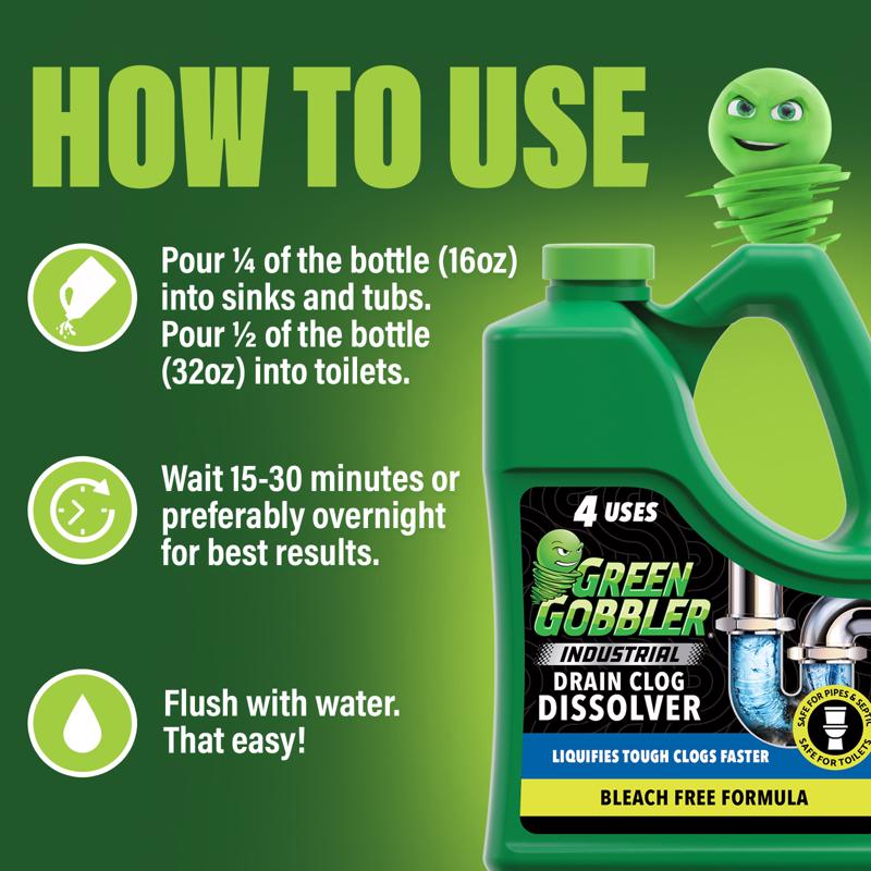 Green Gobbler Gel Hair & Grease Clog Remover 64 oz