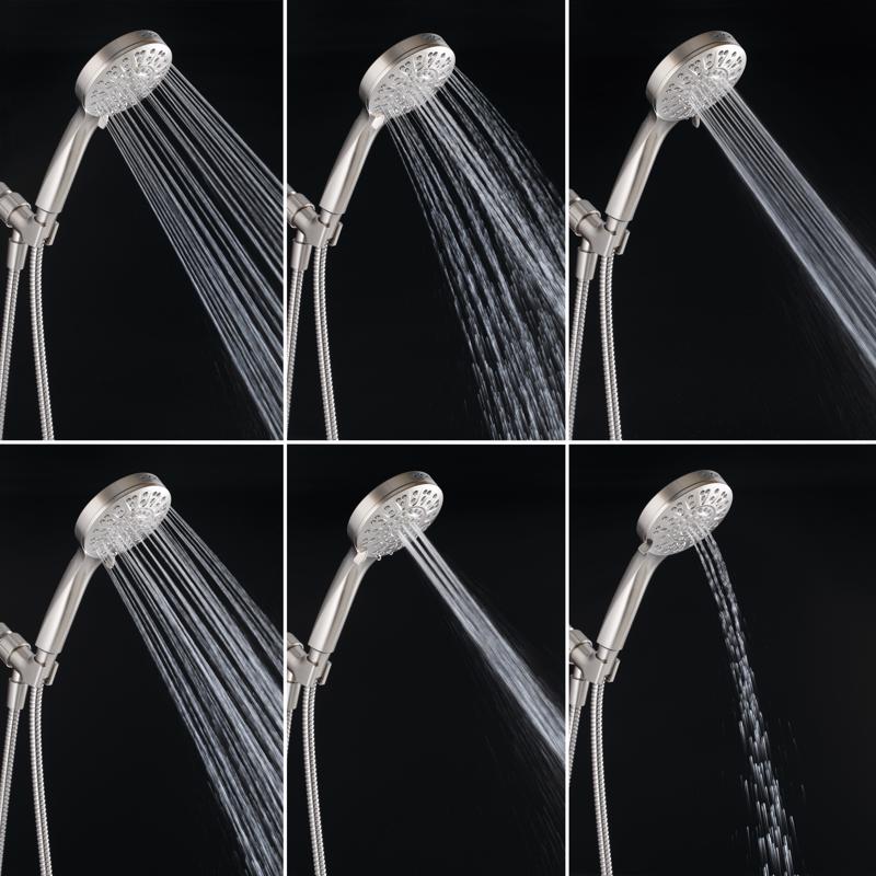 Oakbrook Collection Brushed Nickel ABS Plastic 6 settings Handheld Showerhead 1.8 gpm