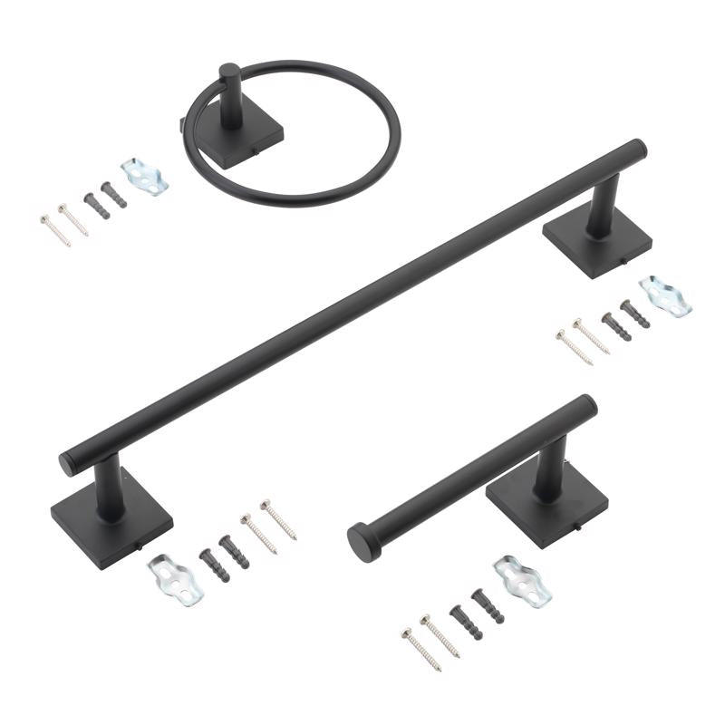 OakBrook Collection Matte Black Zinc Towel Bar Set