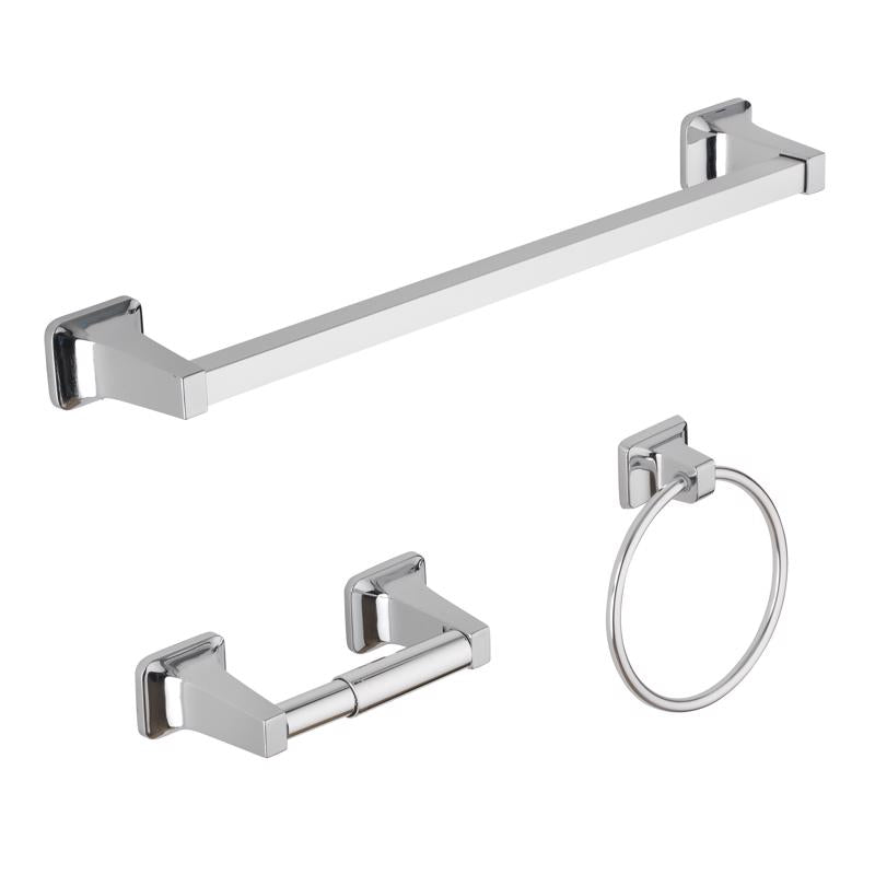 OakBrook Collection Chrome Silver Zinc Towel Bar Set