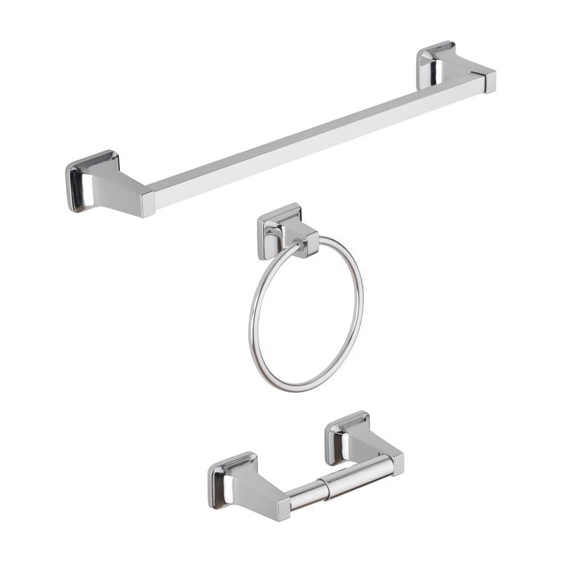 OakBrook Collection Chrome Silver Zinc Towel Bar Set