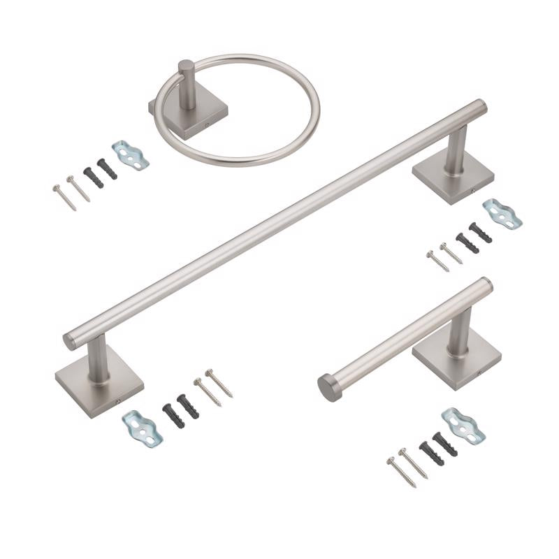 OakBrook Collection Brushed Nickel Silver Die Cast Zinc Towel Holder