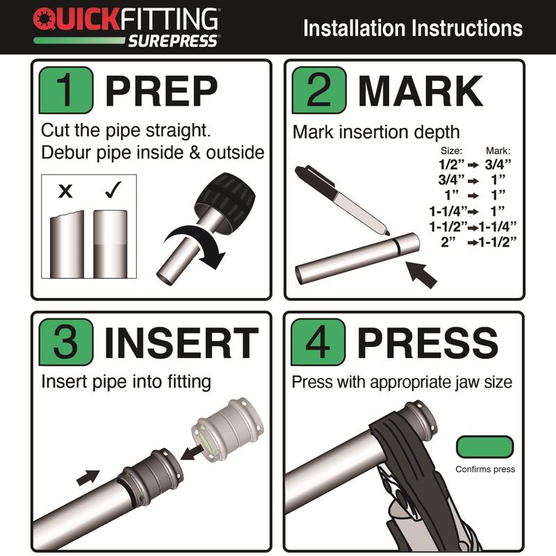 QuickFitting 1/2 in. Press in. Brass 90 Degree Elbow