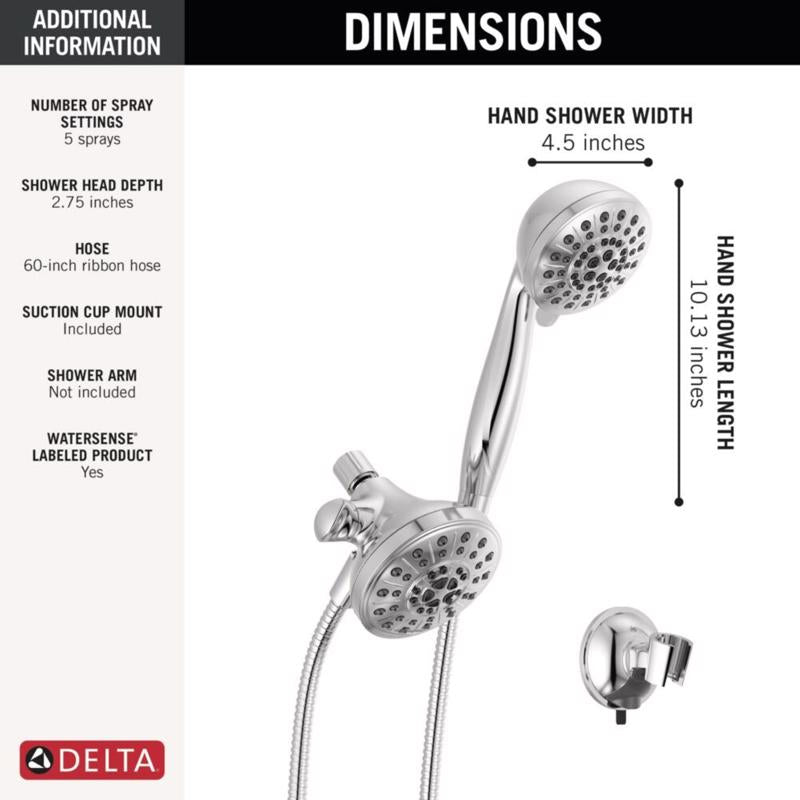 Delta Chrome 5 settings Showerhead Combo 1.75 gpm
