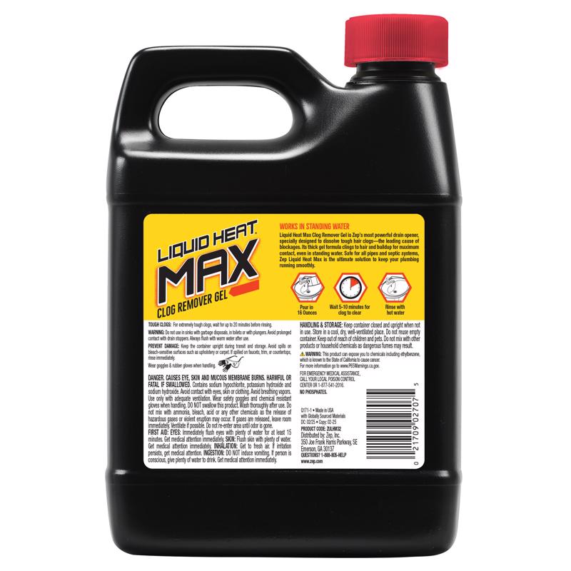 Zep Liquid Heat Gel Clog Remover 32 oz