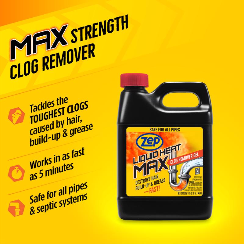 Zep Liquid Heat Gel Clog Remover 32 oz